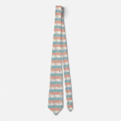 Blauw en perzik gestreepte das met distressed-effe (Voorkant)