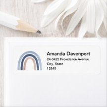 Blauw en Perzik Regenboog Boho Design Adres