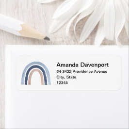Blauw en Perzik Regenboog Boho Design Adres Etiket