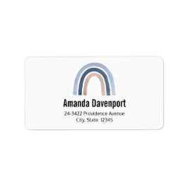 Blauw en Perzik Regenboog Boho Design Adres Etiket