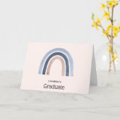 Blauw en Perzik Regenboog Boho Design Afstuderen Kaart (Gele Bloem)