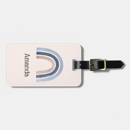 Blauw en Perzik Regenboog Boho Design Bagagelabel (Voorkant horizontaal)