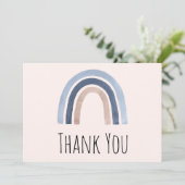 Blauw en Perzik Regenboog Boho Design Bedankkaart (Staand voorkant)