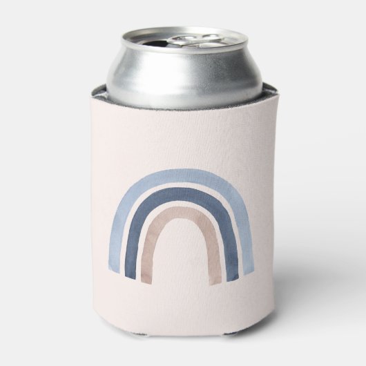 Blauw en Perzik Regenboog Boho Design Blikjeskoeler (Blikje Voorkant)