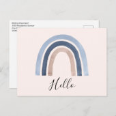Blauw en Perzik Regenboog Boho Design Briefkaart (Voorkant / Achterkant)