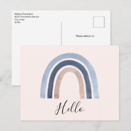 Blauw en Perzik Regenboog Boho Design Briefkaart