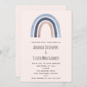 Blauw en Perzik Regenboog Boho Design Bruiloft Kaart (Voorkant / Achterkant)