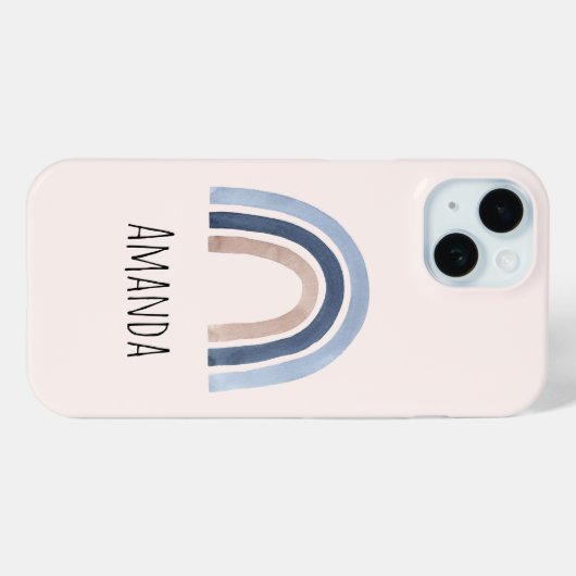 Blauw en Perzik Regenboog Boho Design Case-Mate iPhone Case (Achterkant (horizontaal))