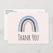 Blauw en Perzik Regenboog Boho Design Dank u Briefkaart (Voorkant / Achterkant)