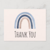 Blauw en Perzik Regenboog Boho Design Dank u Briefkaart (Voorkant)