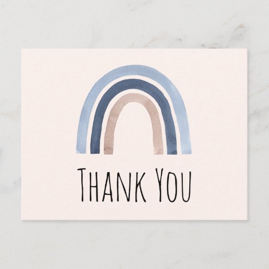 Blauw en Perzik Regenboog Boho Design Dank u Briefkaart (Voorkant)