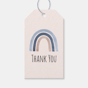 Blauw en Perzik Regenboog Boho Design Dank u Cadeaulabel