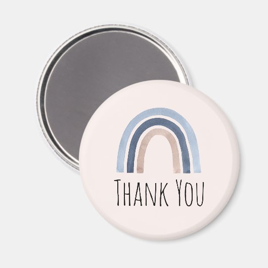 Blauw en Perzik Regenboog Boho Design Dank u Magneet (Voorkant / Achterkant)