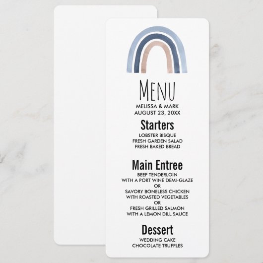 Blauw en Perzik Regenboog Boho Design Kaart (Voorkant / Achterkant)