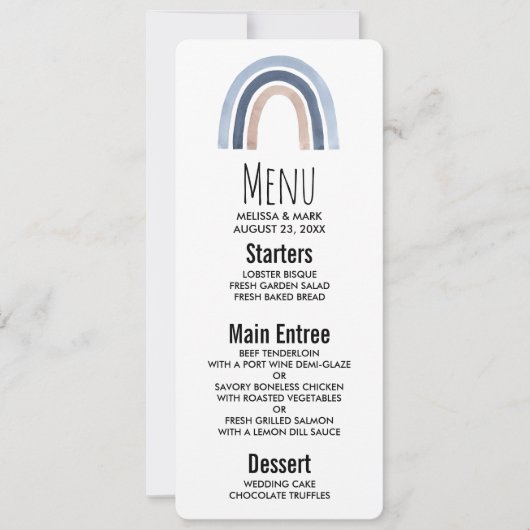 Blauw en Perzik Regenboog Boho Design Kaart (Voorkant)