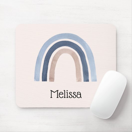 Blauw en Perzik Regenboog Boho Design Muismat (Met muis)