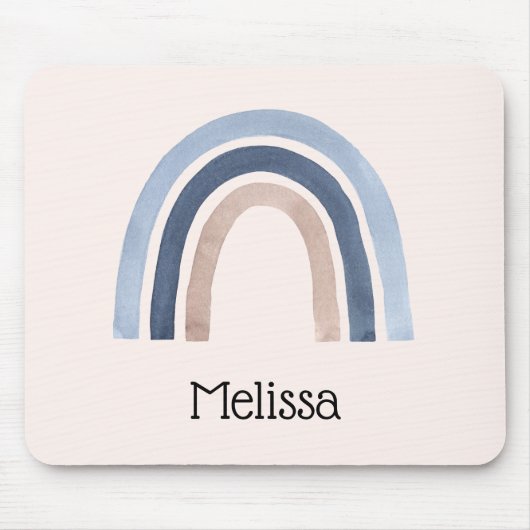 Blauw en Perzik Regenboog Boho Design Muismat (Voorkant)