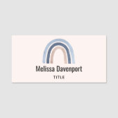 Blauw en Perzik Regenboog Boho Design Naamplaatje (Voorkant)