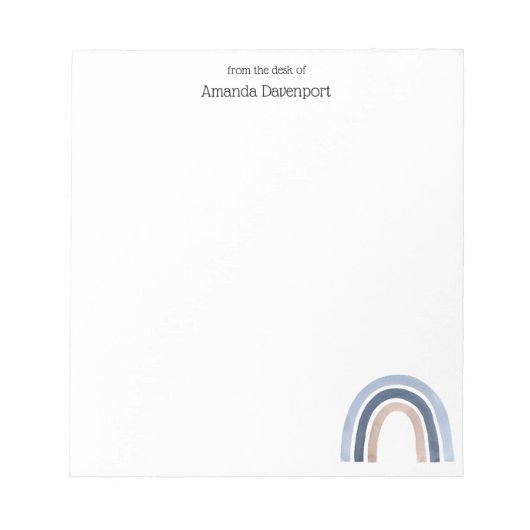 Blauw en Perzik Regenboog Boho Design Notitieblok (Voorkant)