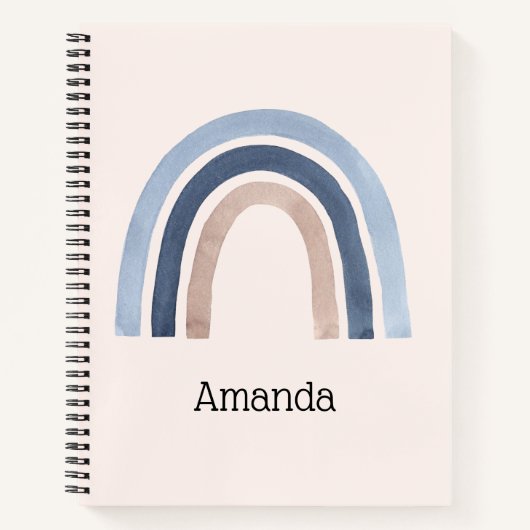Blauw en Perzik Regenboog Boho Design Notitieboek (Voorkant)