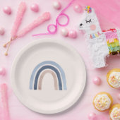 Blauw en Perzik Regenboog Boho Design Papieren Bordje (Feest)