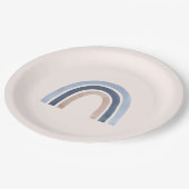Blauw en Perzik Regenboog Boho Design Papieren Bordje (Gekanteld)