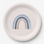 Blauw en Perzik Regenboog Boho Design Papieren Bordje (Voorkant)