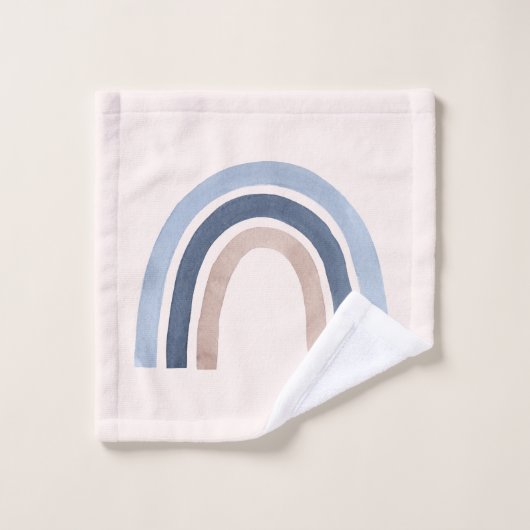 Blauw en Perzik Regenboog Boho Design Patroon Bad Handdoek (Wasdoekje)