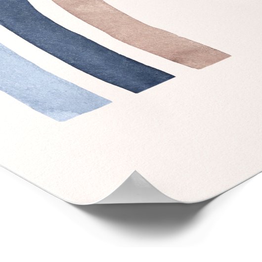 Blauw en Perzik Regenboog Boho Design Poster (Hoek)