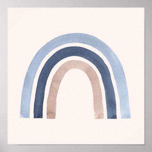 Blauw en Perzik Regenboog Boho Design Poster (Voorkant)