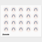 Blauw en Perzik Regenboog Boho Design Ronde Sticker (Vel)