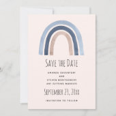 Blauw en Perzik Regenboog Boho Design Save The Date (Voorkant)
