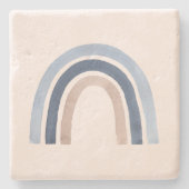 Blauw en Perzik Regenboog Boho Design Stenen Onderzetter (Voorkant)