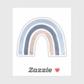 Blauw en Perzik Regenboog Boho Design Sticker (Vel)
