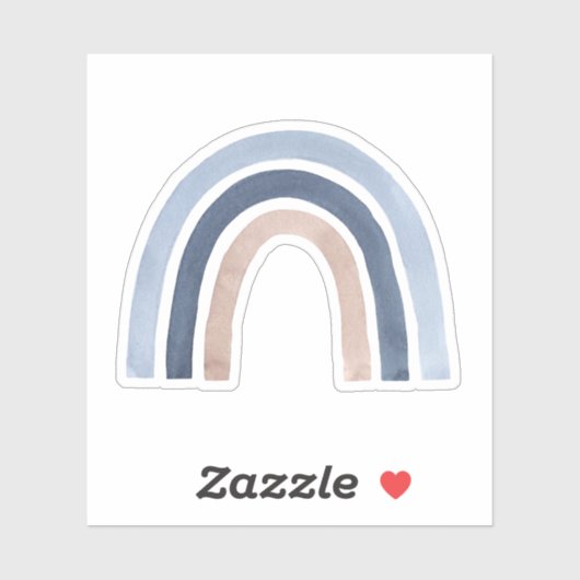 Blauw en Perzik Regenboog Boho Design Sticker (Vel)