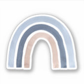 Blauw en Perzik Regenboog Boho Design Sticker (Voorkant)