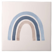 Blauw en Perzik Regenboog Boho Design Tegeltje (Voorkant)