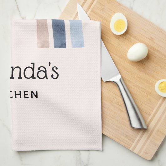 Blauw en Perzik Regenboog Boho Design Theedoek (Quarter Fold)