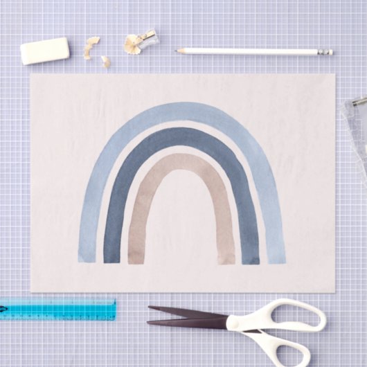 Blauw en Perzik Regenboog Boho Design Tissuepapier (Craft)