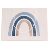 Blauw en Perzik Regenboog Boho Design Verjaardag Groot Cadeauzakje (Voorkant)