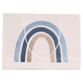 Blauw en Perzik Regenboog Boho Design Verjaardag Groot Cadeauzakje (Achterkant)