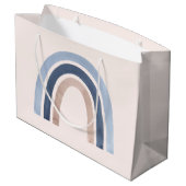 Blauw en Perzik Regenboog Boho Design Verjaardag Groot Cadeauzakje (Achterkant Gekanteld)