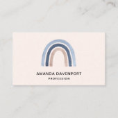 Blauw en Perzik Regenboog Boho Design Visitekaartje (Voorkant)