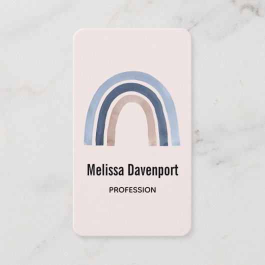 Blauw en Perzik Regenboog Boho Design Visitekaartje (Voorkant)