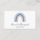 Blauw en Perzik Regenboog Boho Design Visitekaartje (Voorkant)