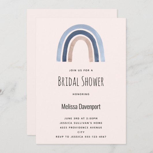 Blauw en Perzik Regenboog Boho Design Vrijgezellen Kaart (Voorkant / Achterkant)