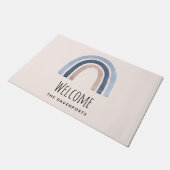 Blauw en Perzik Regenboog Boho Design Welkom Deurmat (Schuin)