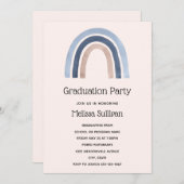 Blauw en perzik regenboog boho ontwerp afstuderen kaart (Voorkant / Achterkant)