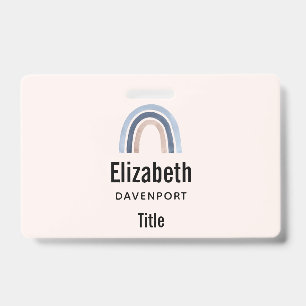 Blauw en perzik regenboog Boho ontwerp Badge
