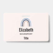 Blauw en perzik regenboog Boho ontwerp Badge (Achterkant)